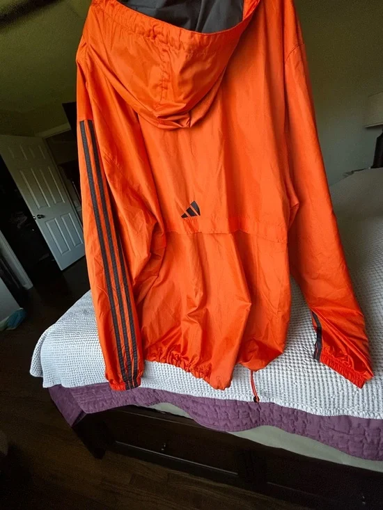 adidas Orange and Black Hooded Windbreaker Jacket - Picture 3 of 3